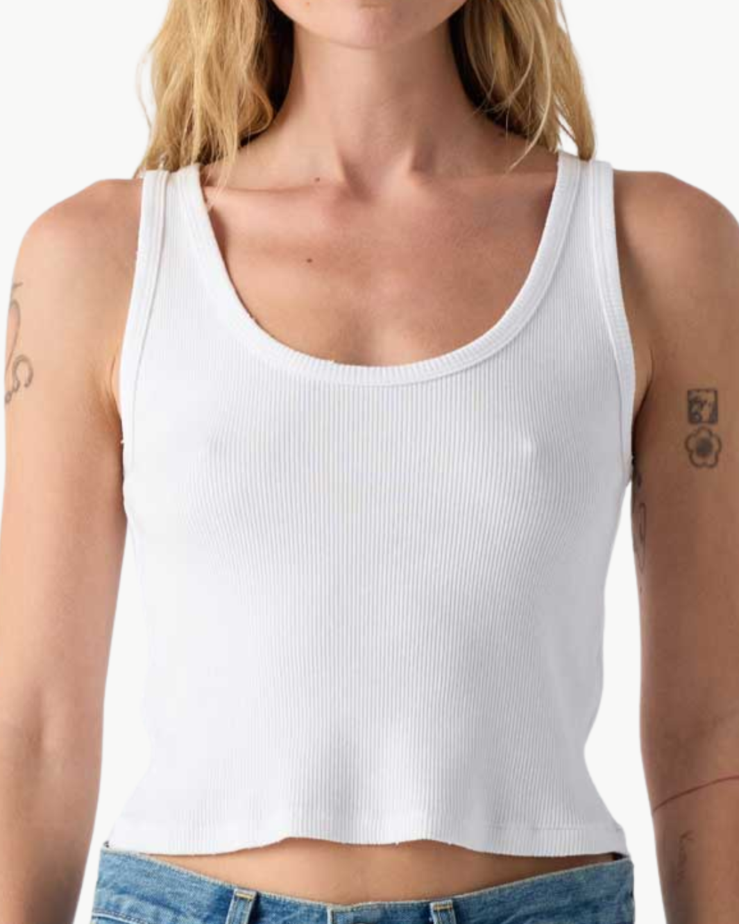CROP RIB TANK IN WHITE