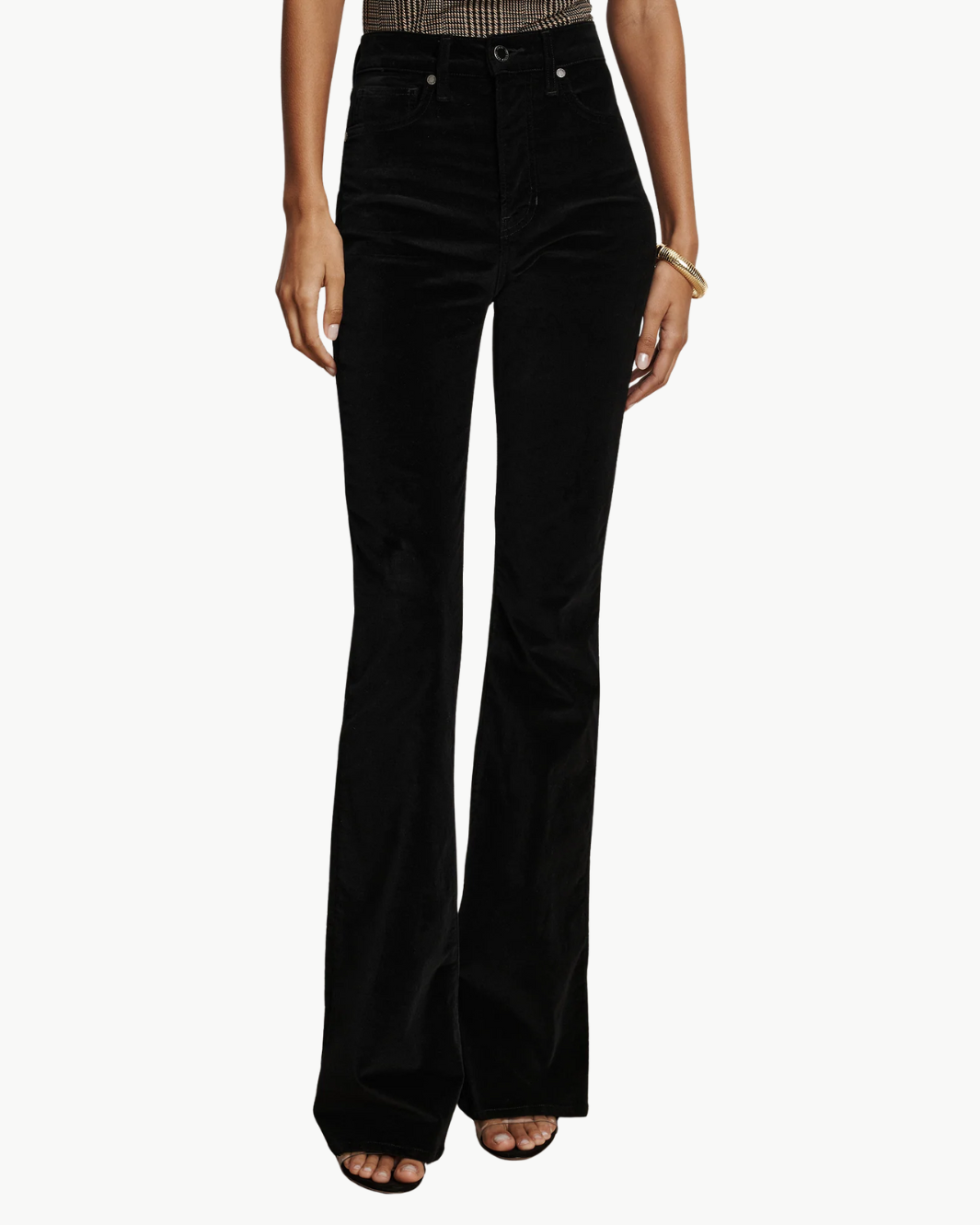 BEVERLY VELVET SKINNY FLARE IN BLACK