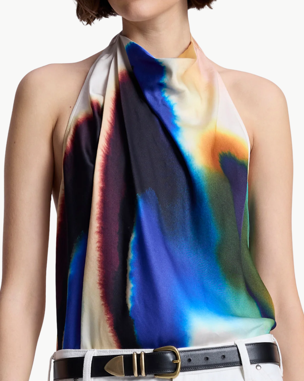 ADA PRINTED HALTER TOP IN LAPIS MULTI