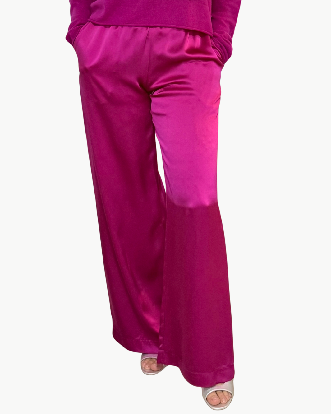 BRYNN HIGH RISE PULL ON WIDE LEG PANT IN MAGENTA