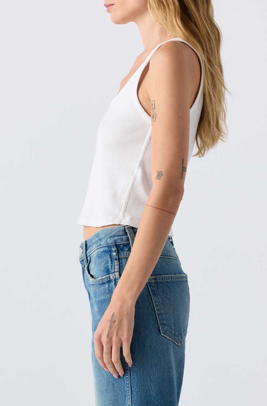 CROP RIB TANK IN WHITE