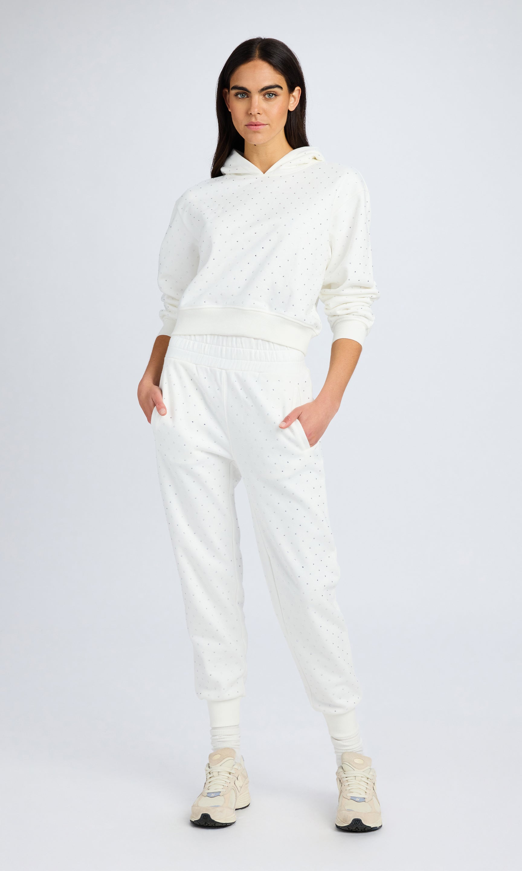 RENAE CRYSTAL HOODIE IN WHITE