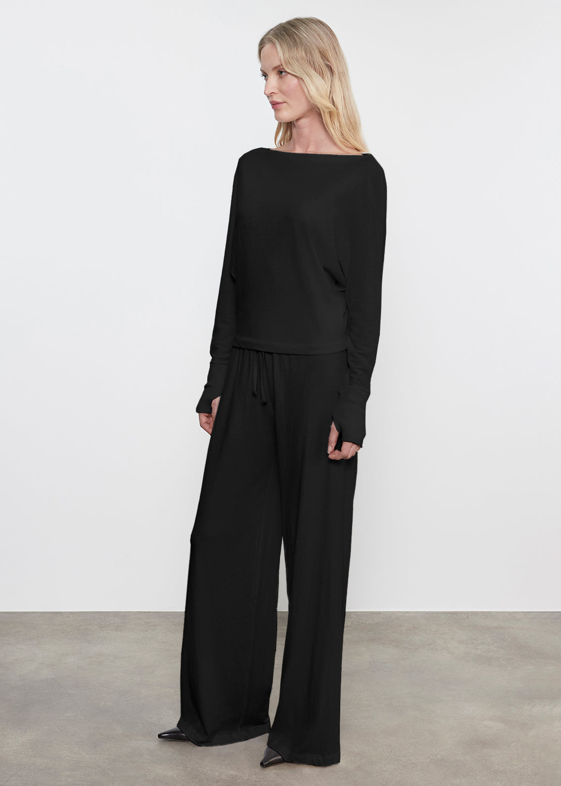 CASHMERE DRAWCORD PANT IN BLACK