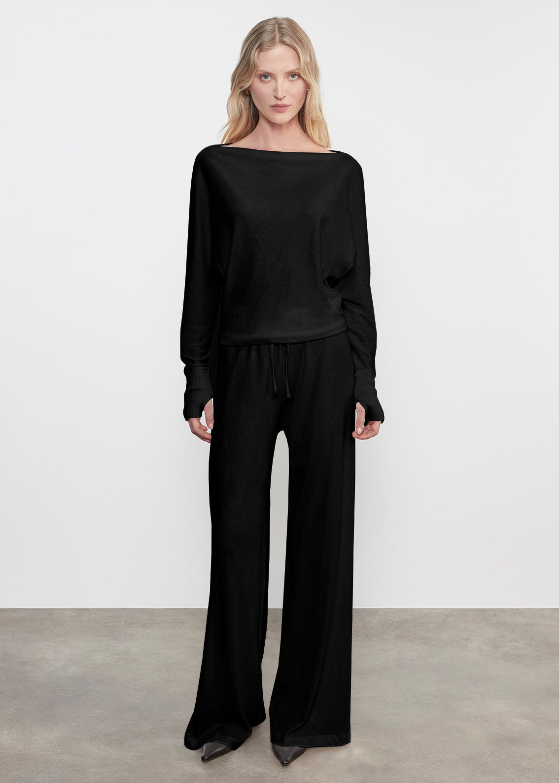 CASHMERE DRAWCORD PANT IN BLACK