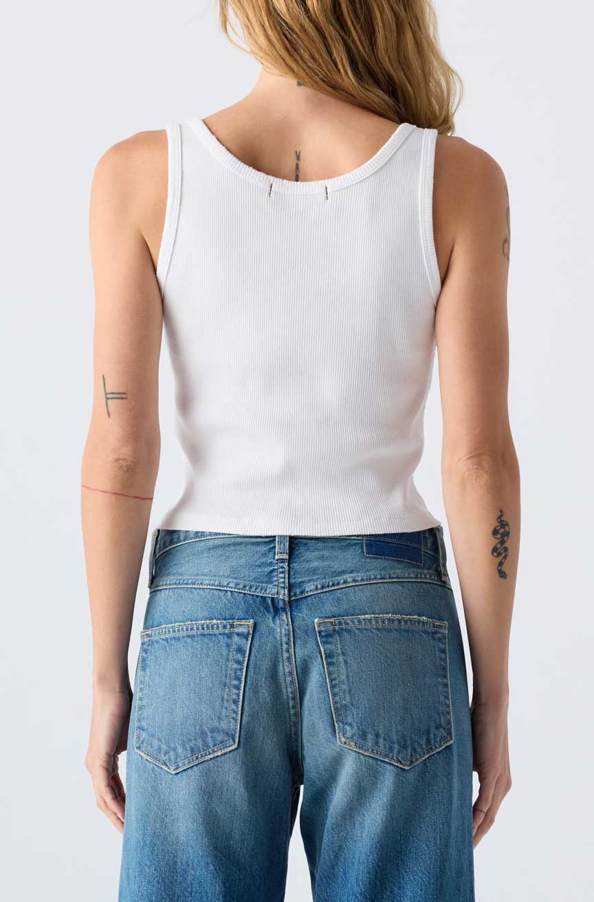 CROP RIB TANK IN WHITE
