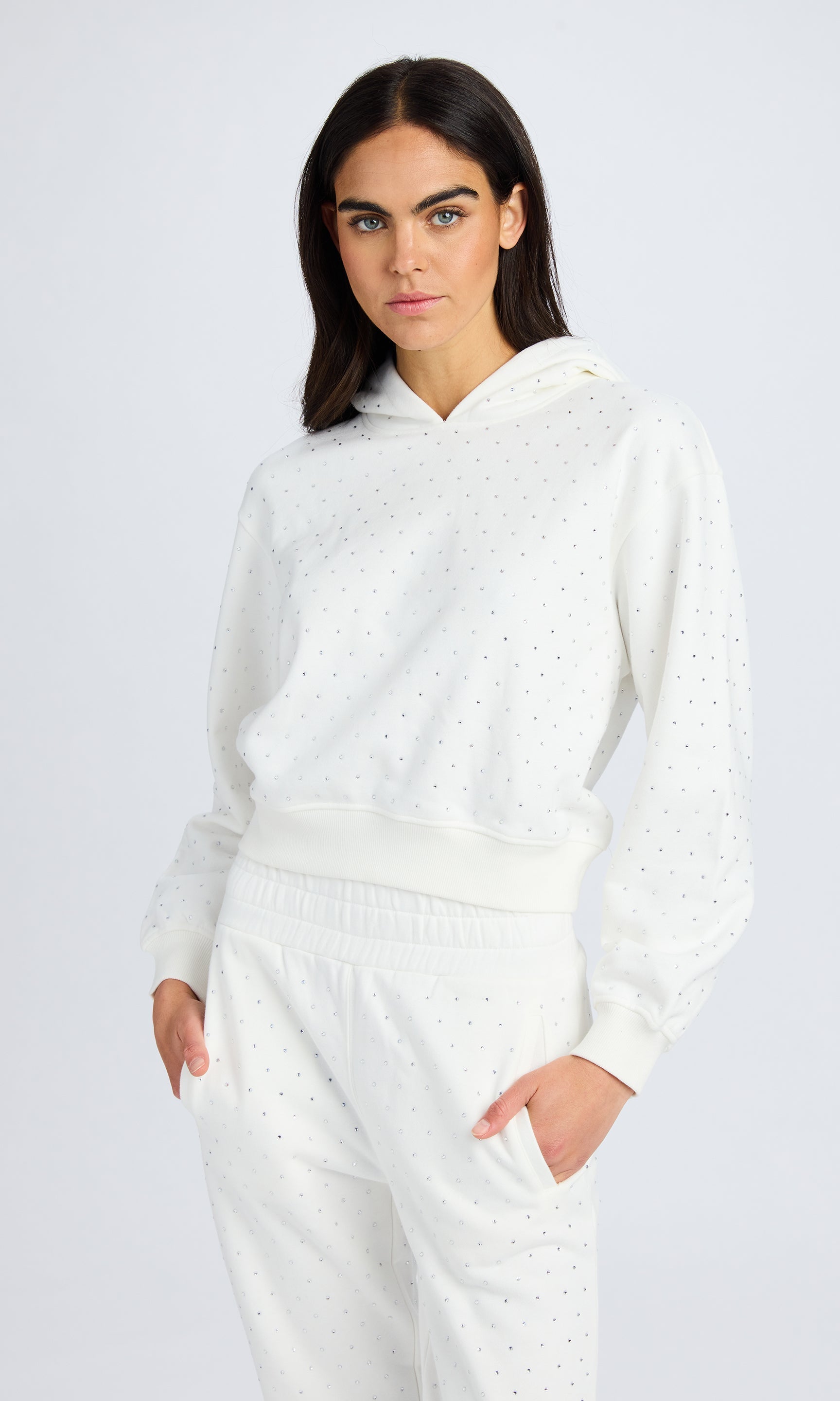 RENAE CRYSTAL HOODIE IN WHITE