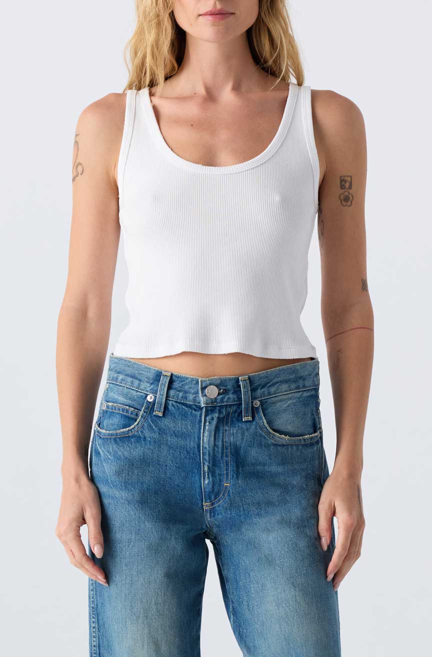 CROP RIB TANK IN WHITE
