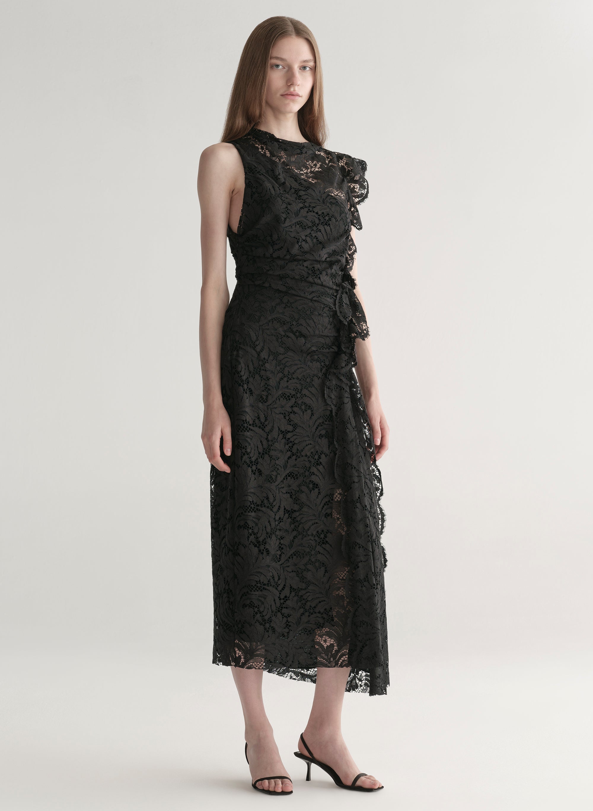 ASTRID LACE MIDI DRESS IN BLACK