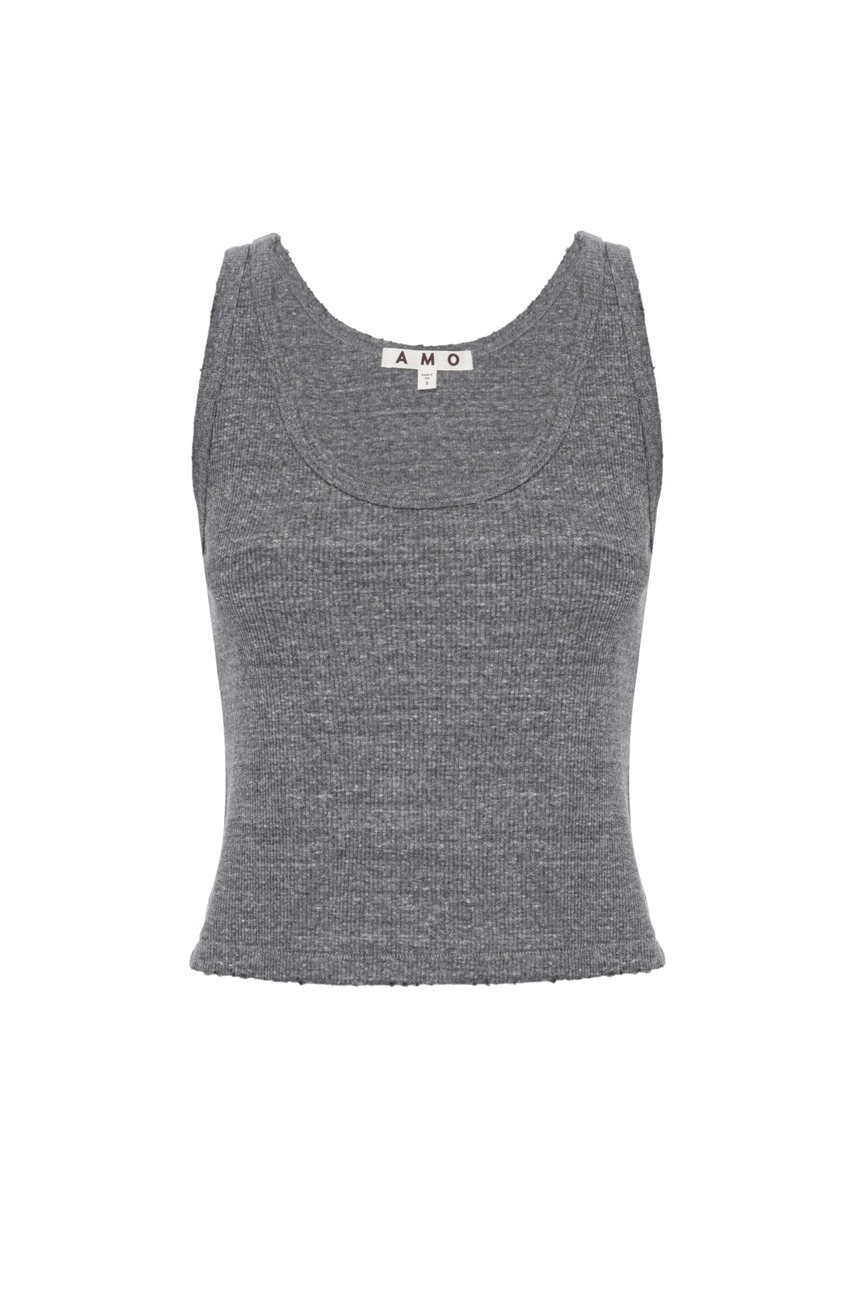 CROP RIB TANK IN HEATHER GREY
