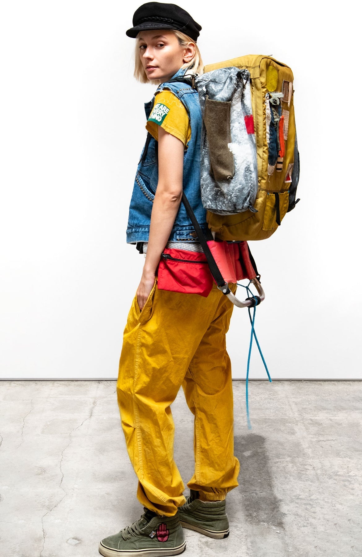 CANYONKID OUTOFSIGHT POPLIN JUMP PANT IN YELLOWPLANT POWDER