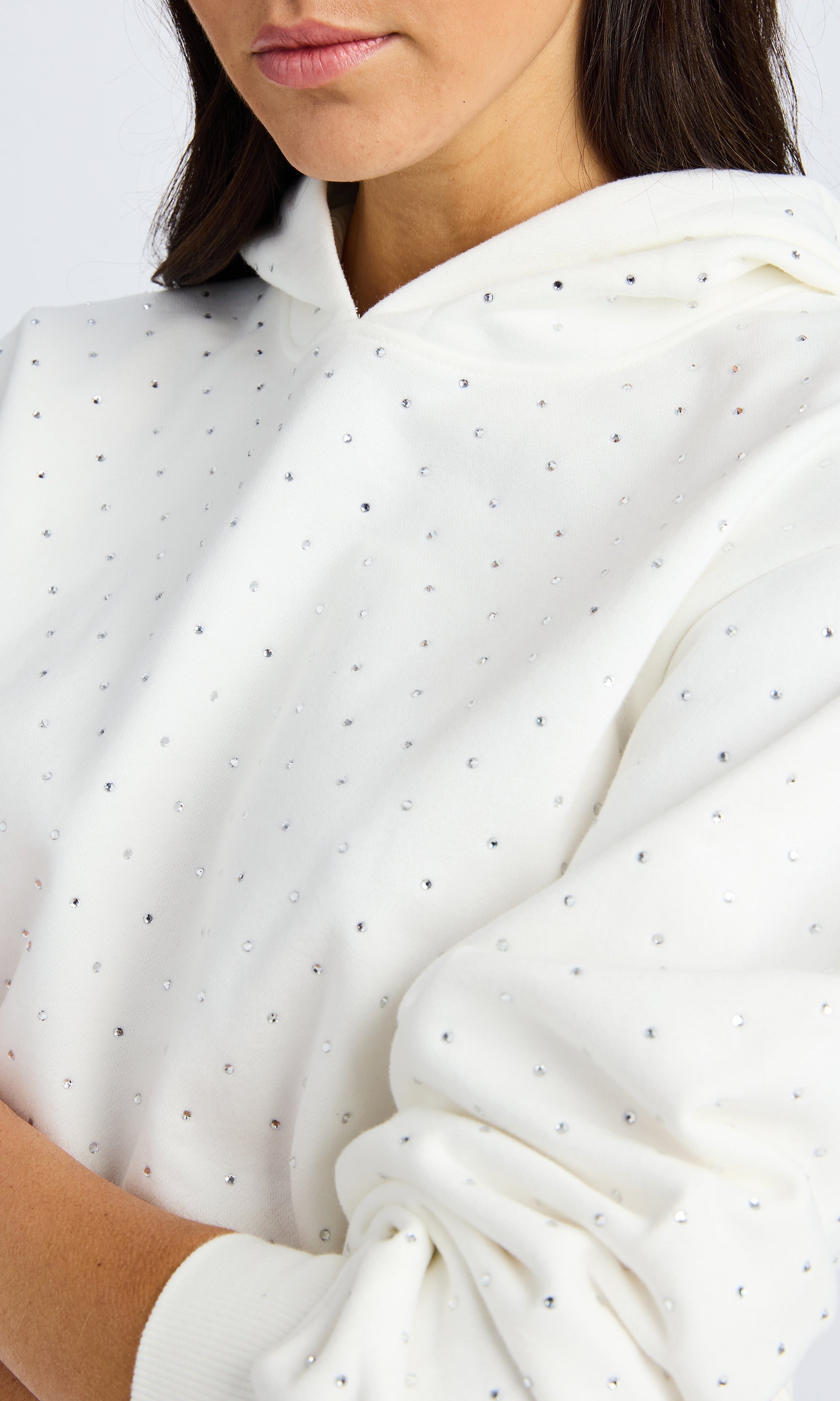 RENAE CRYSTAL HOODIE IN WHITE