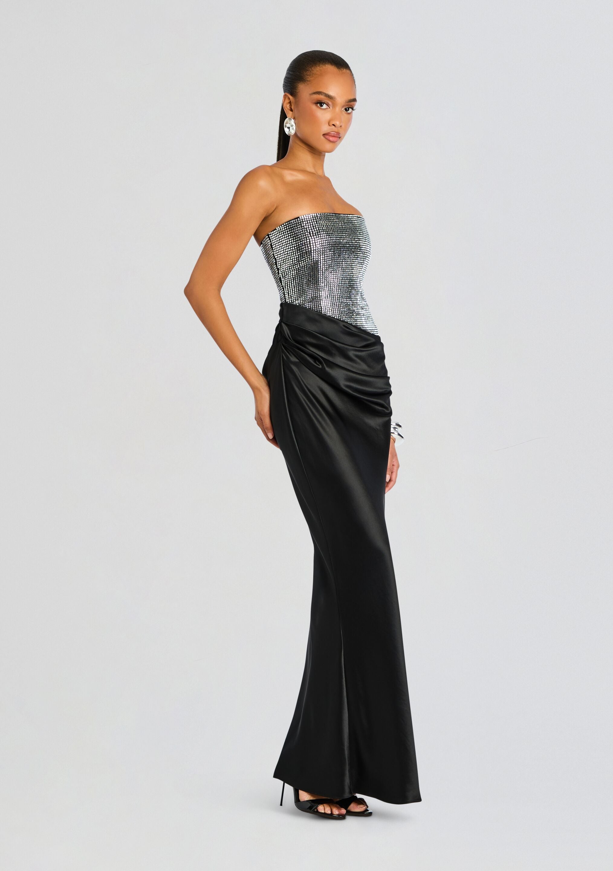ALEXANDRA DRESS IN BLACK/SILVER