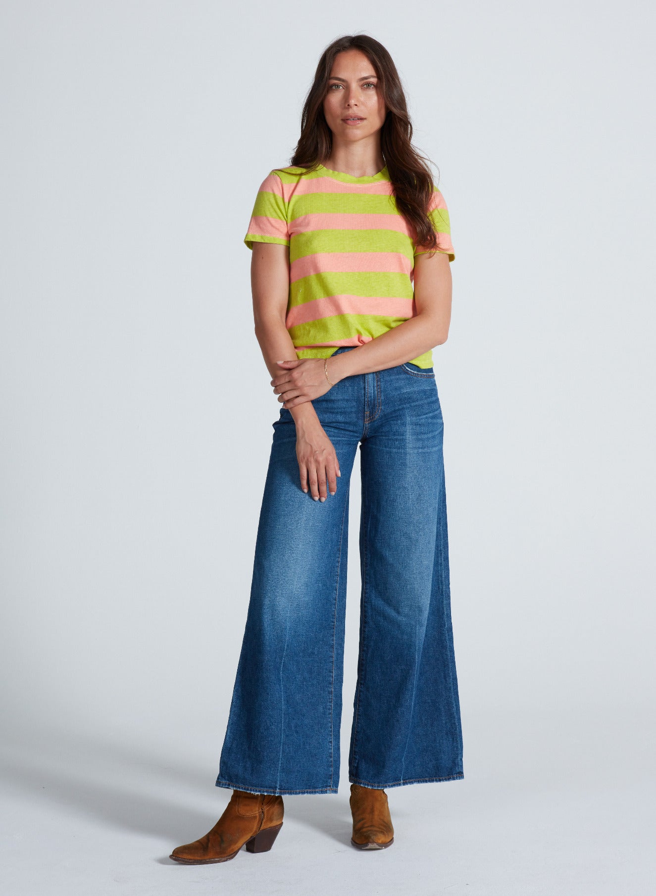 CLASSIC TEE STRIPE IN PINK AND GREEN STRIPE