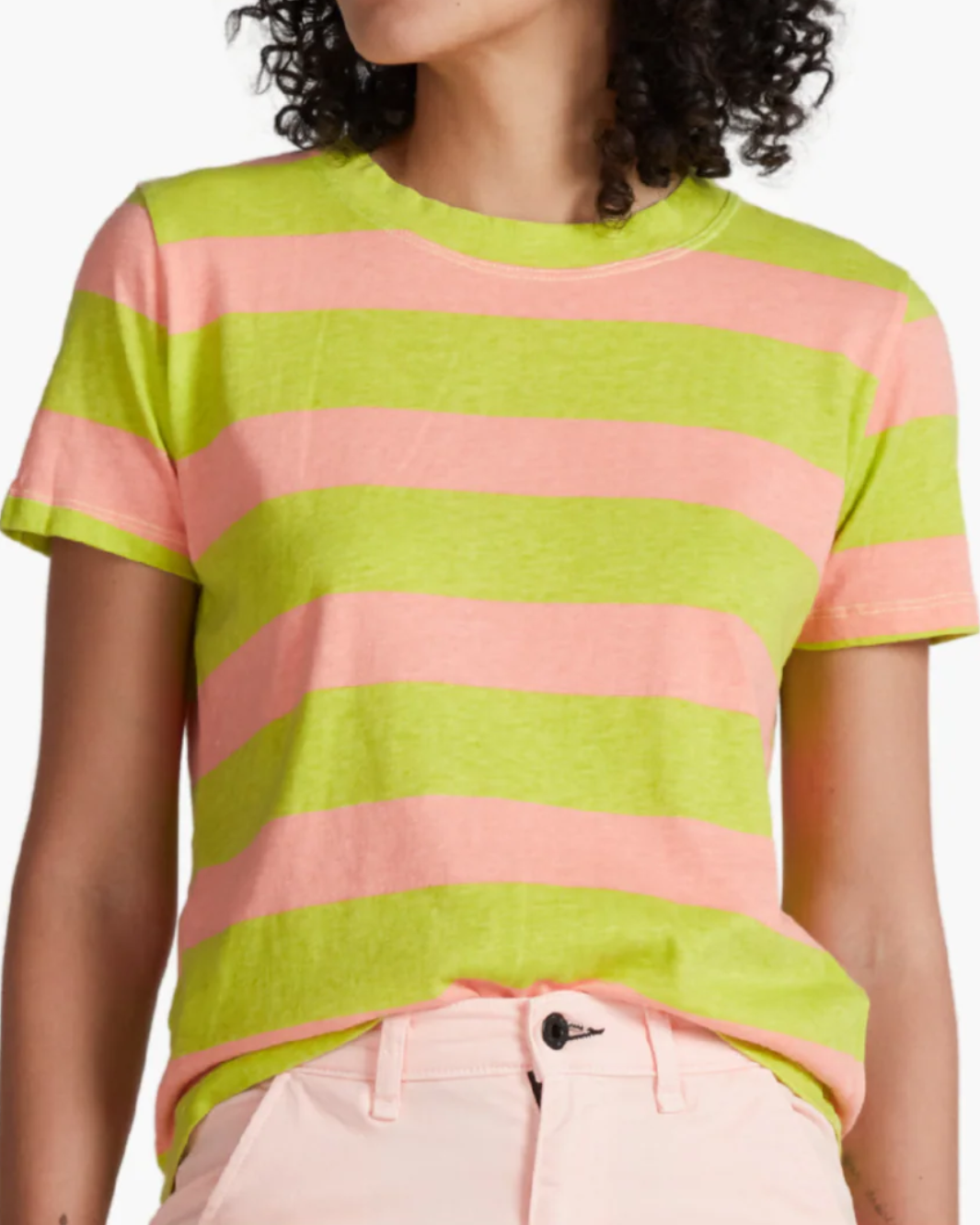 CLASSIC TEE STRIPE IN PINK AND GREEN STRIPE