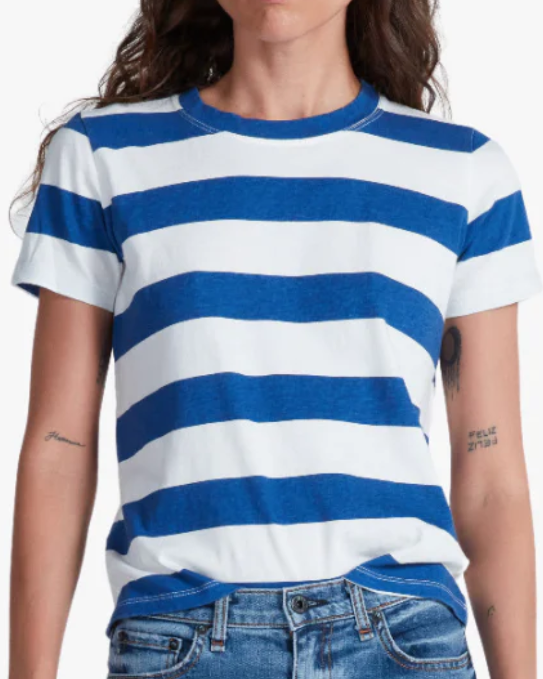 CLASSIC TEE STRIPE IN COBALT THICK STRIPE