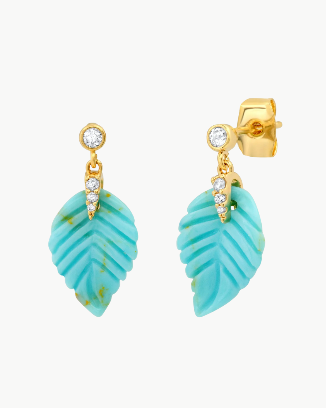 LEAF EARRING IN TURQUOISE