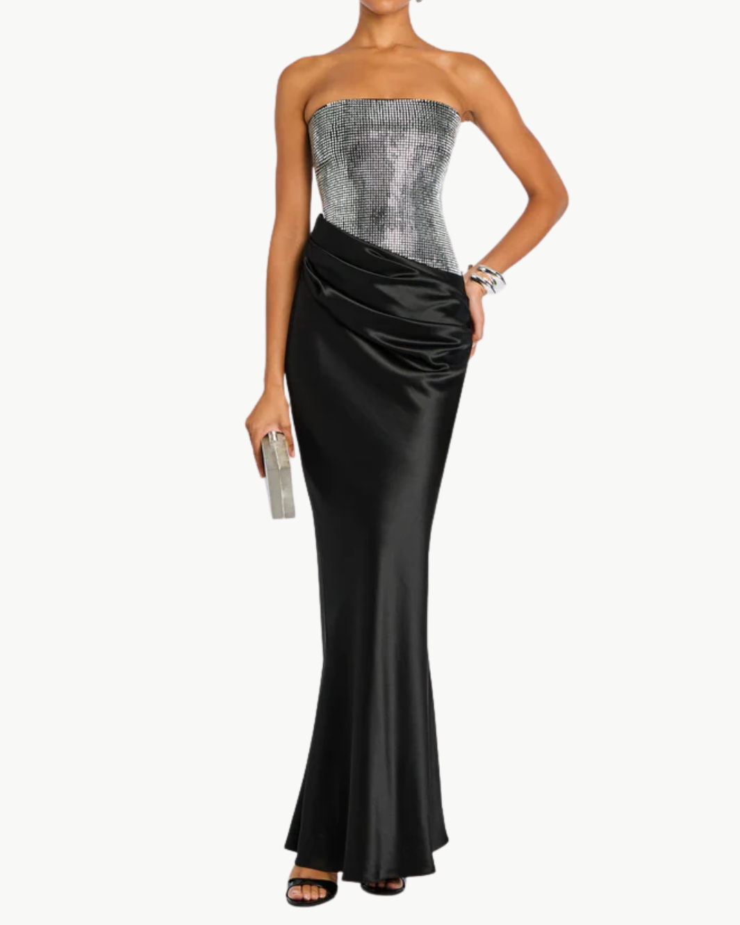 ALEXANDRA DRESS IN BLACK/SILVER