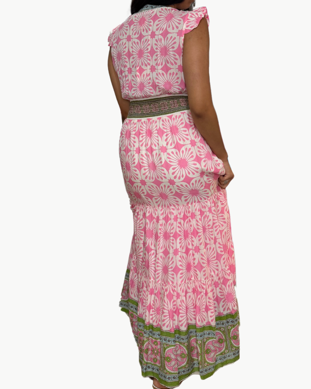 ANNABELLE MAXI IN PINK GREEN PRINT