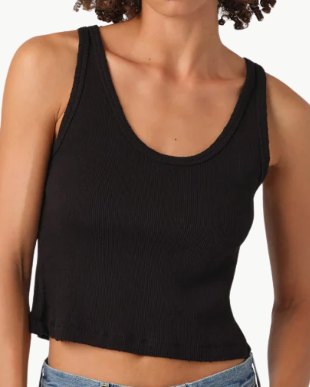 CROP RIB TANK IN BLACK