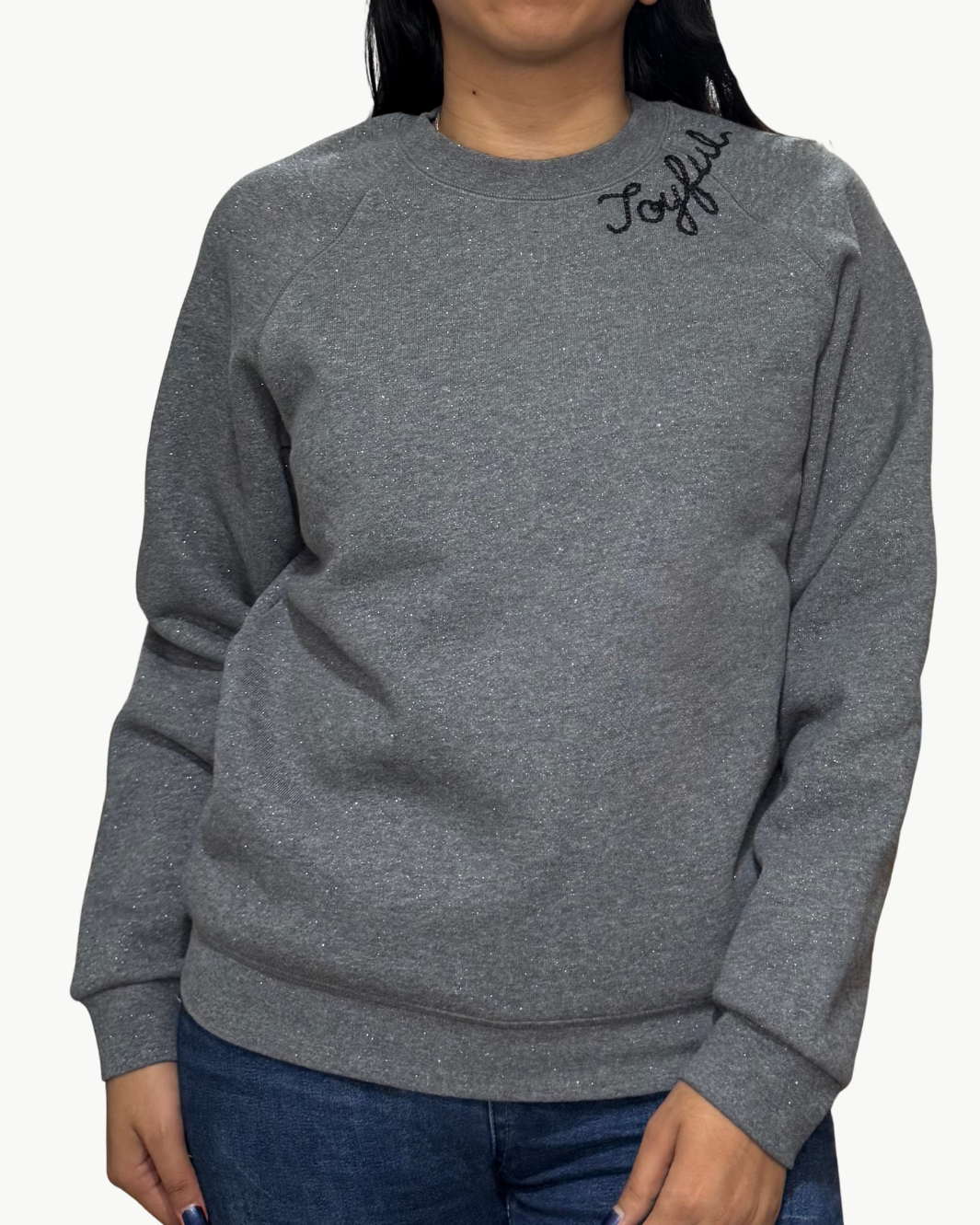 JOYFUL CREW SHINE SWEATSHIRT IN DARK GREY/BLACK